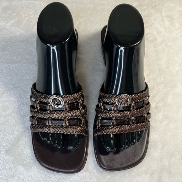 BRIGHTON Rita Woven Leather Slides Size 9N - Picture 2 of 12